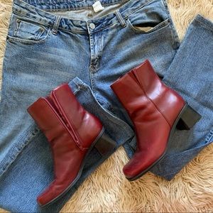 Red ankle boot
